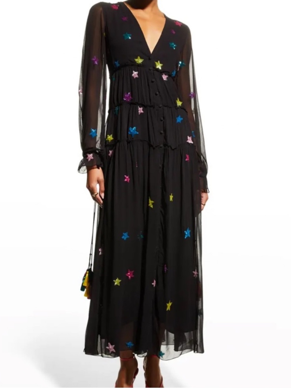 Rococo Sand Sequin Star Maxi Dress in Multicolored